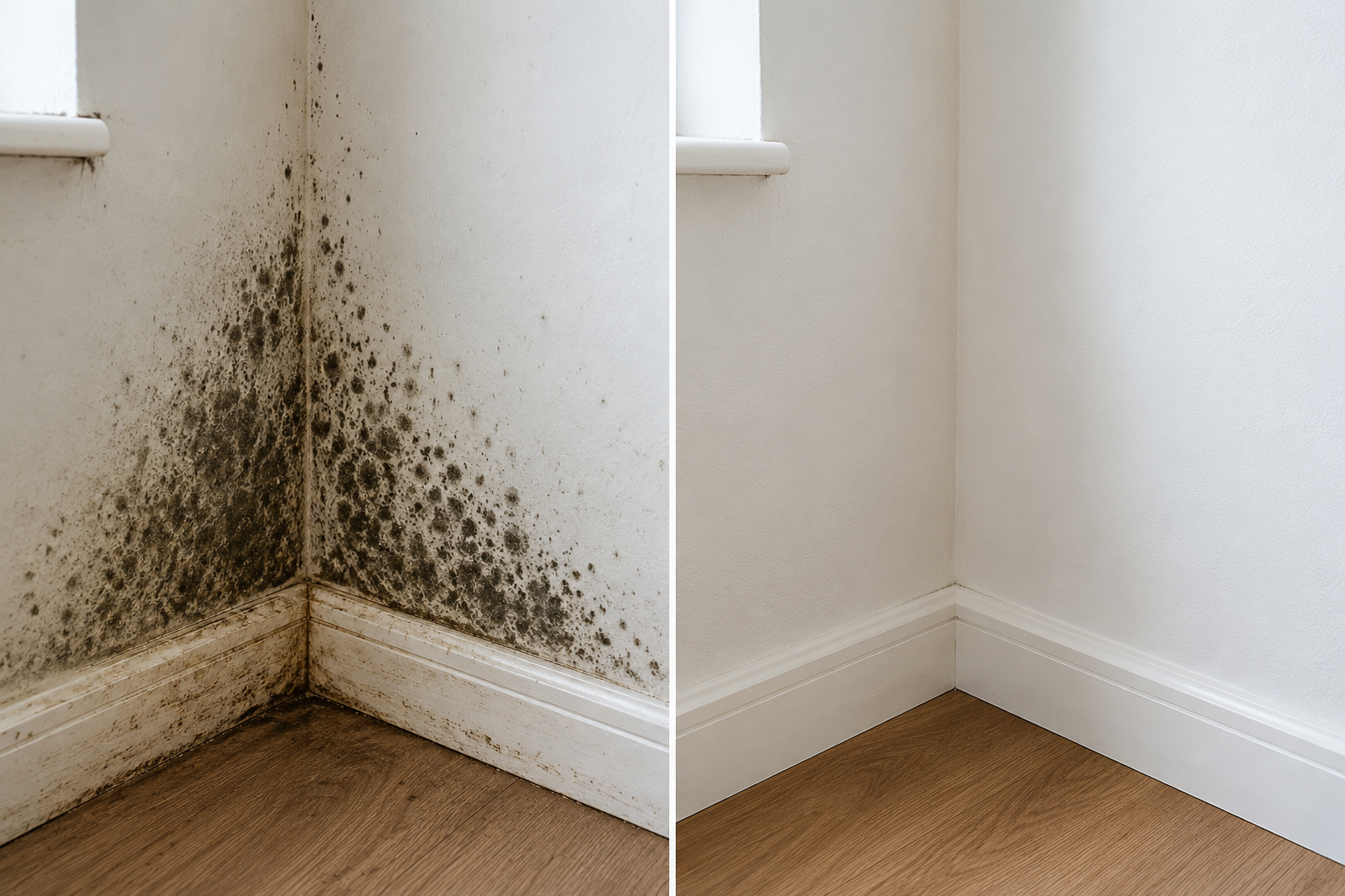 Removing black mould from a bathroom wall in a Sydney home