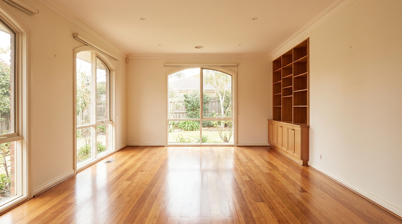 Clean, bright empty living room after deceased estate cleaning in Sydney