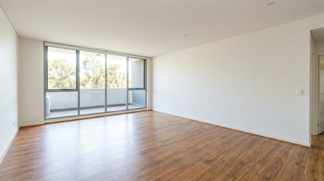 Spotless empty living room after end of lease cleaning in Lidcombe