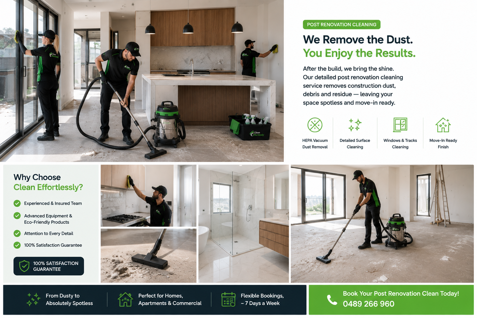 Renovation cleaning Sydney - Clean Effortlessly team working around furniture in an occupied renovated home