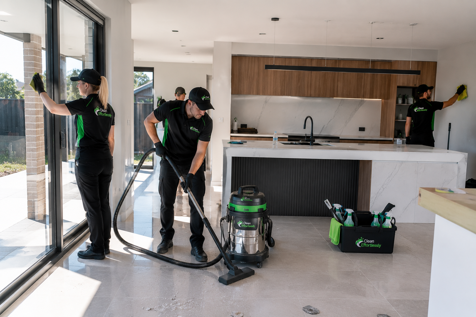 Kitchen renovation cleaning Sydney - removing dust and grout haze from a newly renovated kitchen