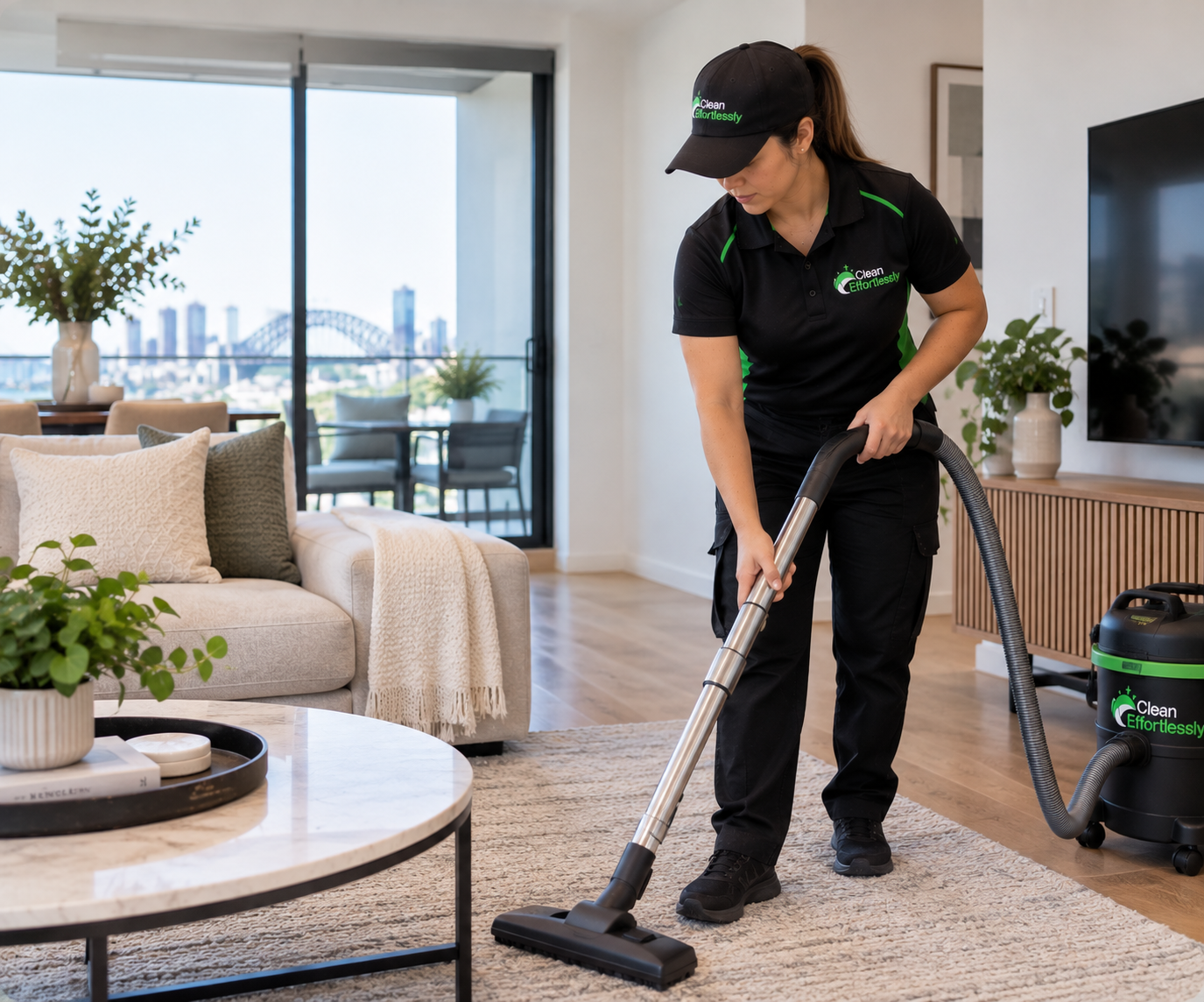 Deep cleaning living room Sydney - Clean Effortlessly removing cobwebs and cleaning skirting boards